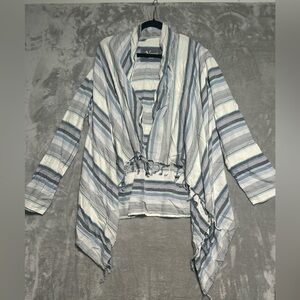 Natural Reflections Beachy Open Front Cardigan Wrap Sweater Women’s Large Fringe